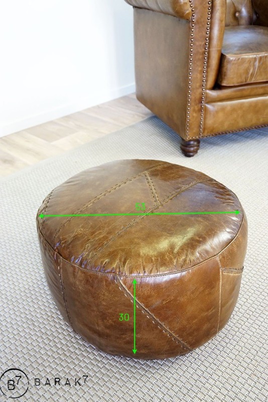 Pouf rond en cuir Patchwork
