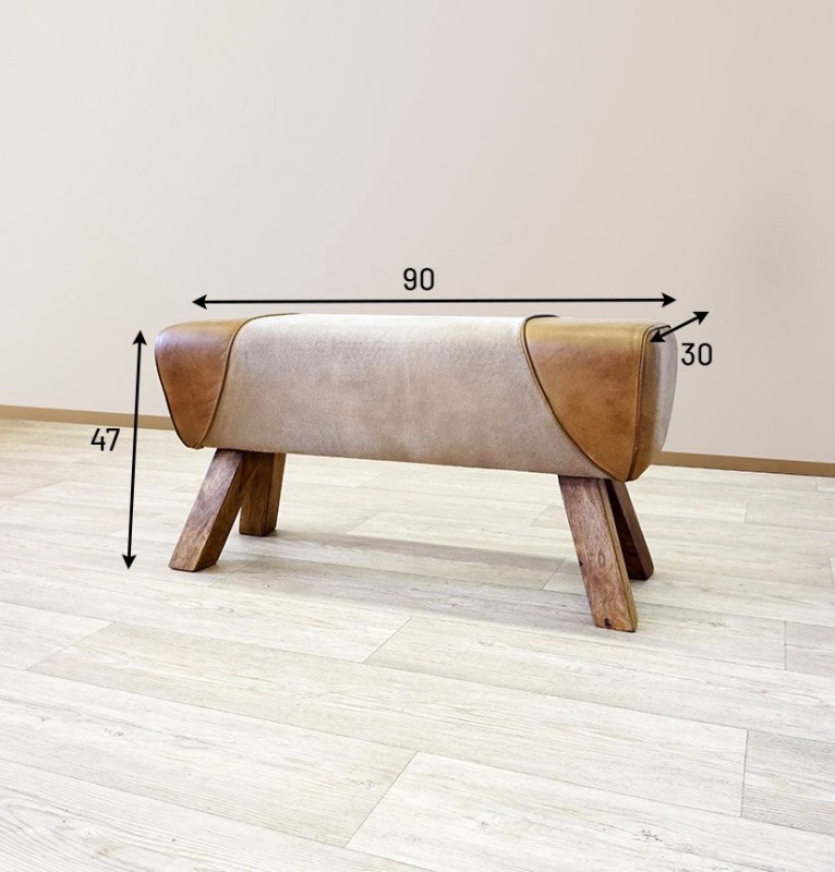 Banc en cuir et tissu