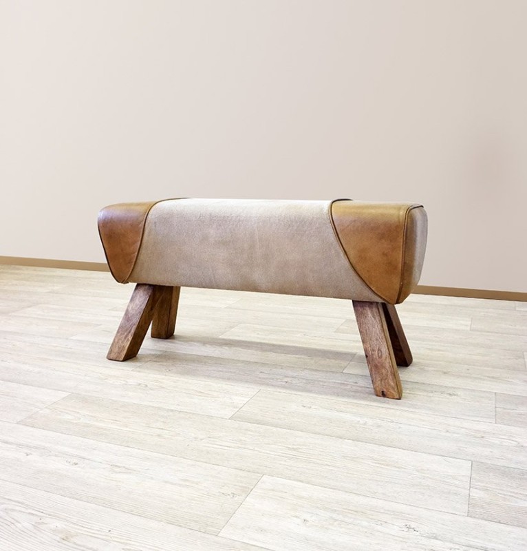 Banc en cuir et tissu
