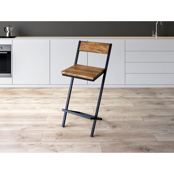 Chaise de bar bois et métal LINEA