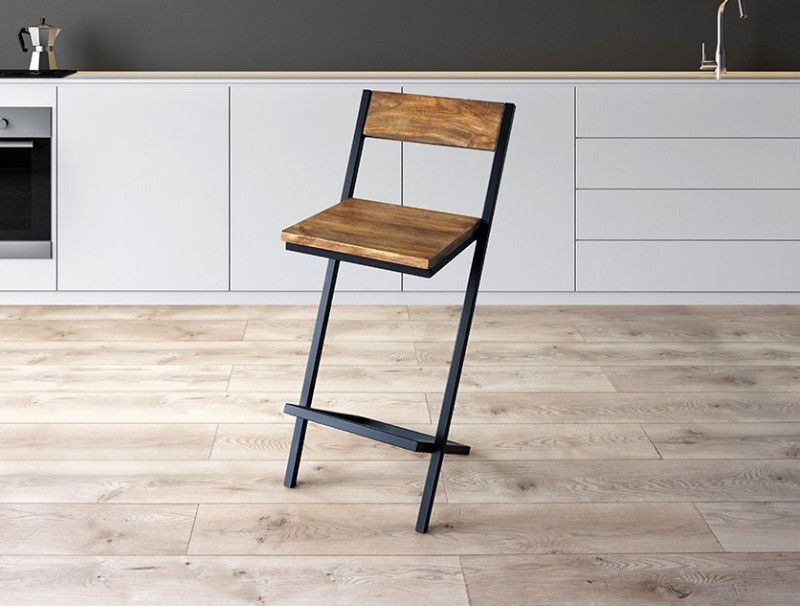 Chaise de bar bois et métal Linea