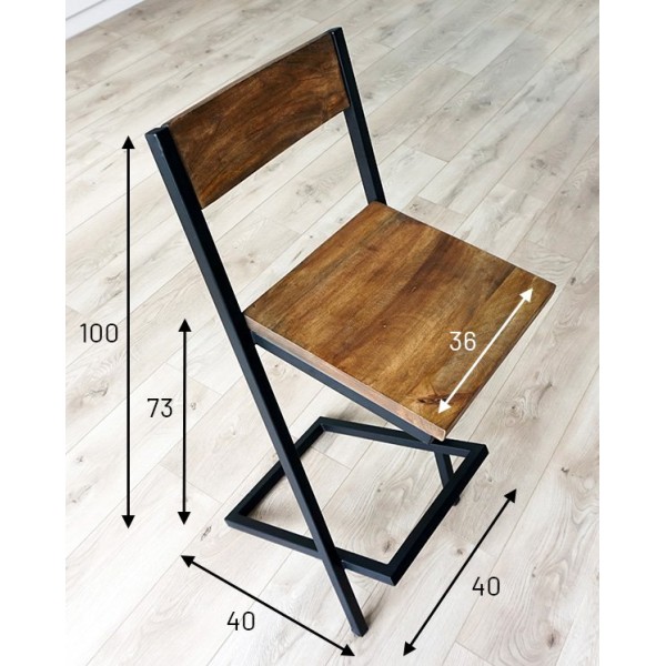 Chaise de bar bois et métal LINEA