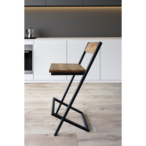 Chaise de bar bois et métal LINEA