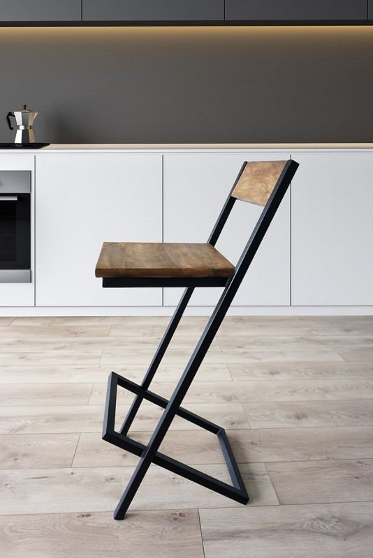 Chaise de bar bois et métal Linea