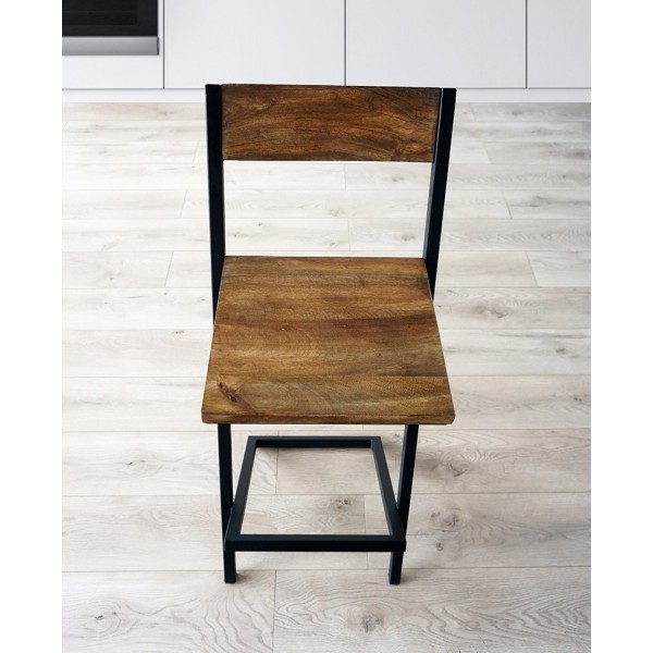 Chaise de bar bois et métal LINEA