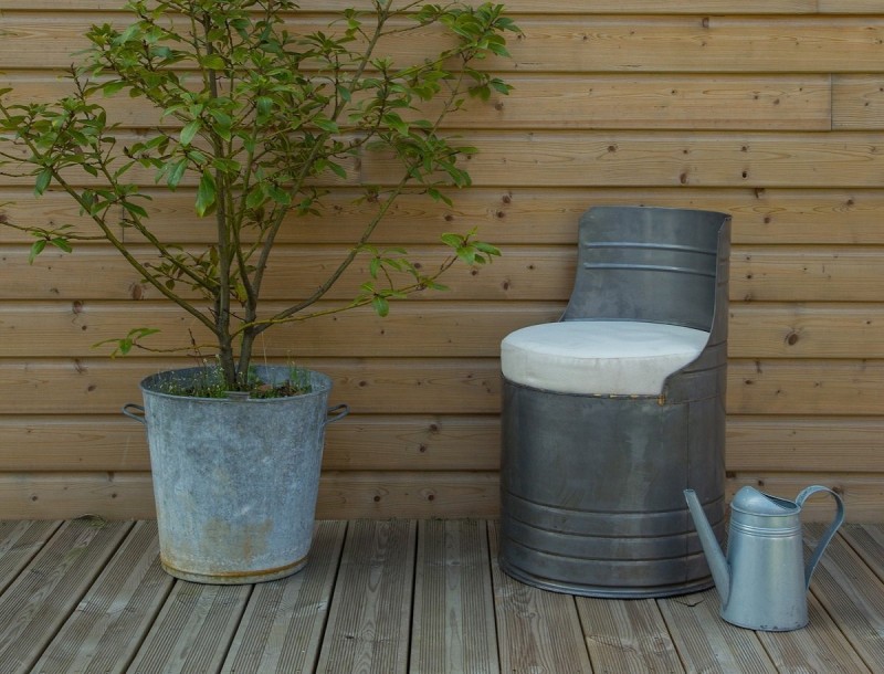 Fauteuil industriel bidon métal