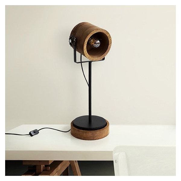 Lampe industrielle sur pied bois et métal - Woody