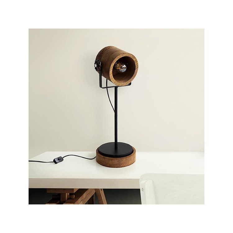 Lampe industrielle sur pied bois et métal - Woody