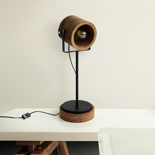 Lampe industrielle sur pied bois et métal - Woody