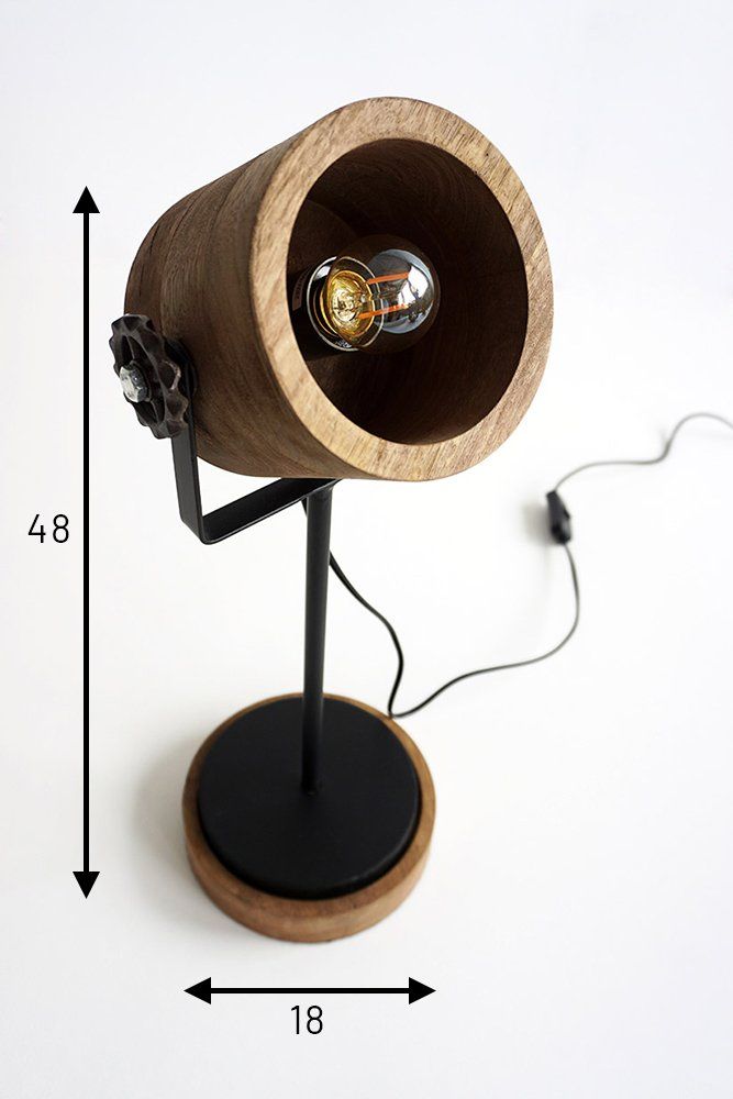 Lampe industrielle sur pied bois et métal - Woody