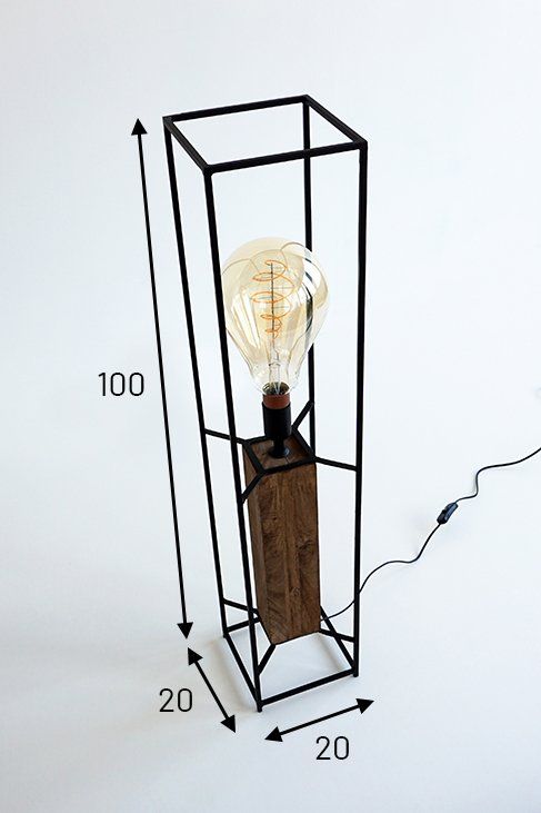 Lampadaire industriel bois et métal 100 cm - Totem