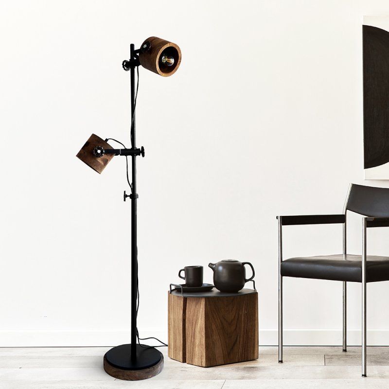 Lampe sur pied industrielle bois et métal - Woody