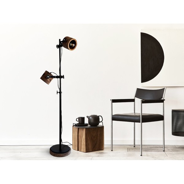 Lampe sur pied industrielle bois et métal - Woody