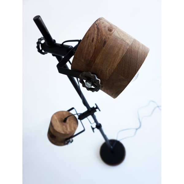 Lampe sur pied industrielle bois et métal - Woody