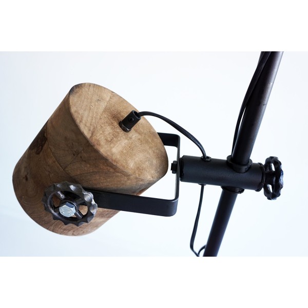 Lampe sur pied industrielle bois et métal - Woody