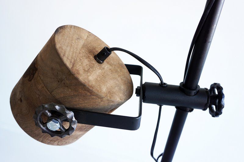 Lampe sur pied industrielle bois et métal - Woody