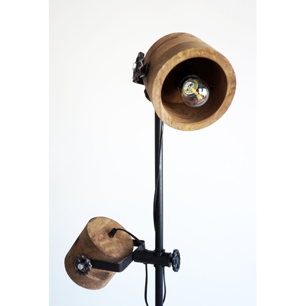 Lampe sur pied industrielle bois et métal - Woody