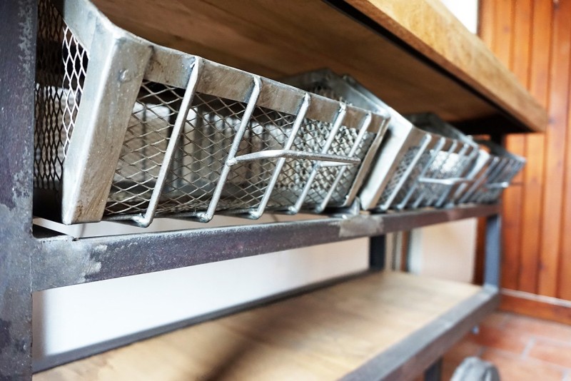 Desserte industrielle finition naturelle