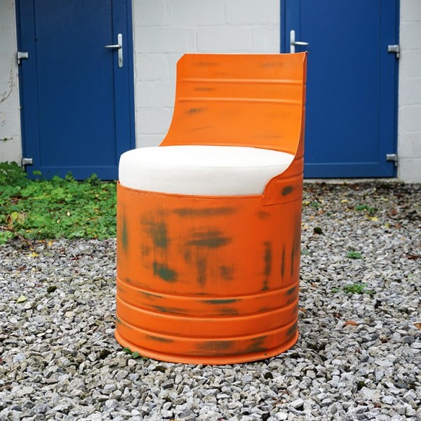 Fauteuil industriel bidon orange