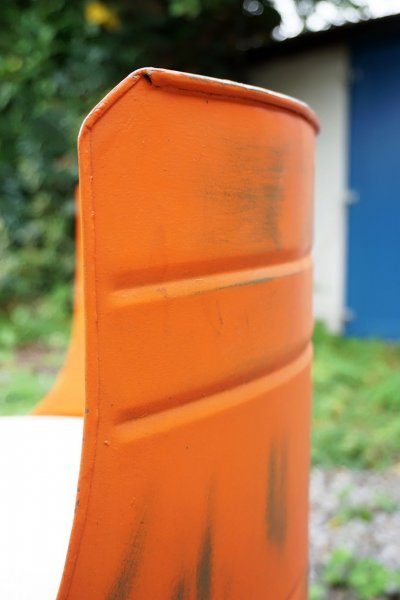 Fauteuil industriel bidon orange