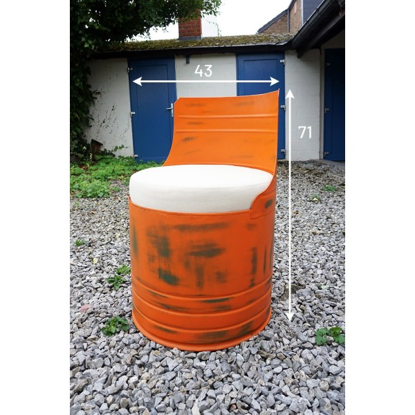 Fauteuil industriel bidon orange