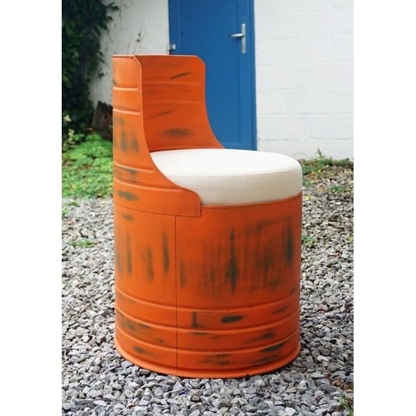 Fauteuil industriel bidon orange