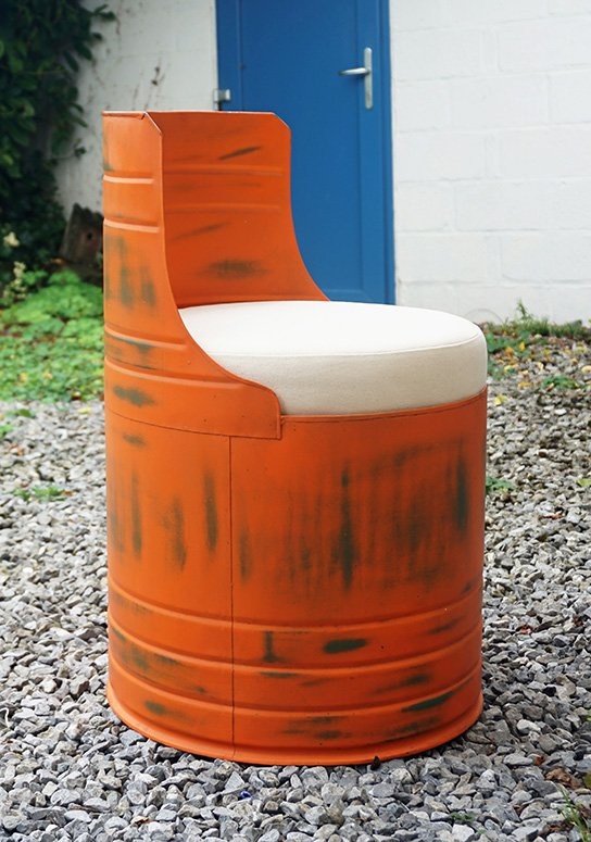 Fauteuil industriel bidon orange