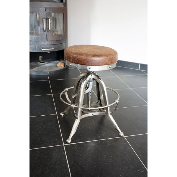 Tabouret industriel cuir