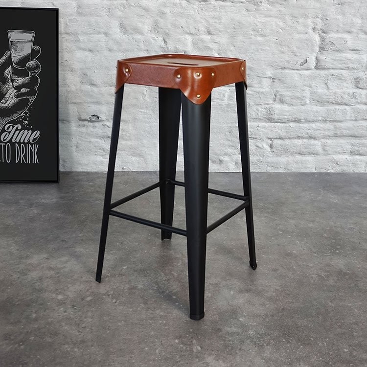 Tabouret de bar métal et cuir - New Orleans
