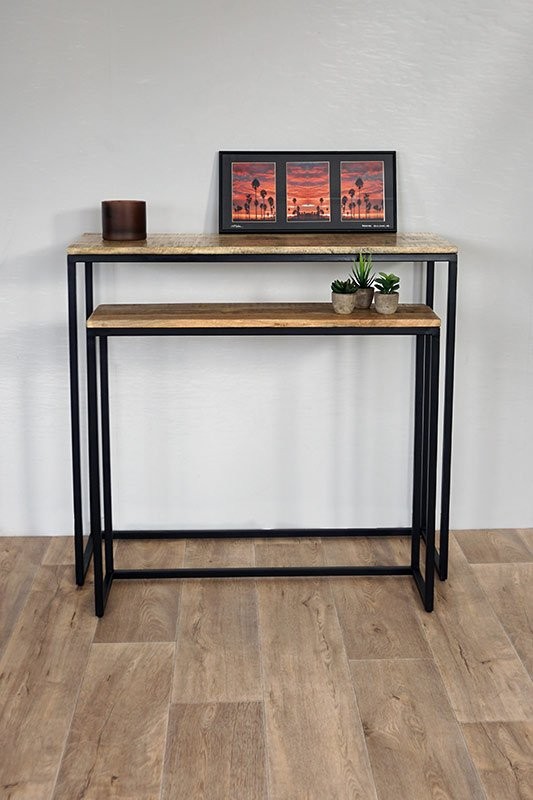 Double console bois et métal