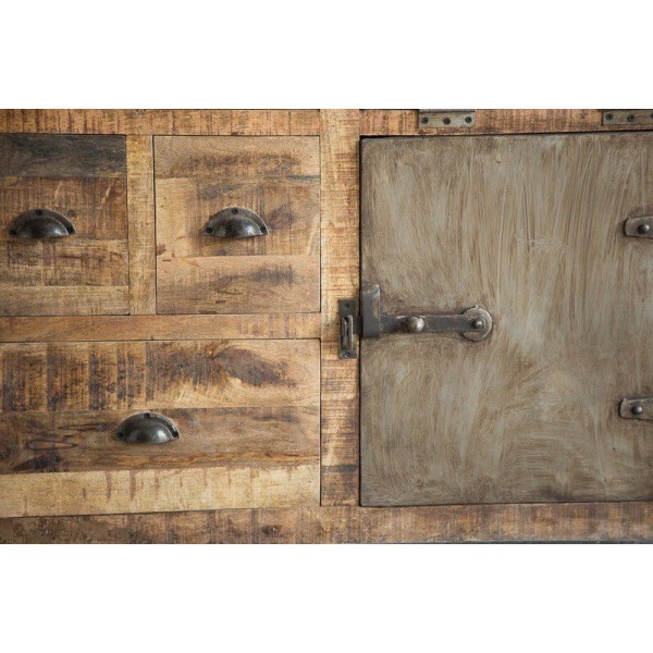 Buffet industriel à portes finition antique