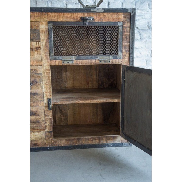 Buffet industriel à portes finition antique