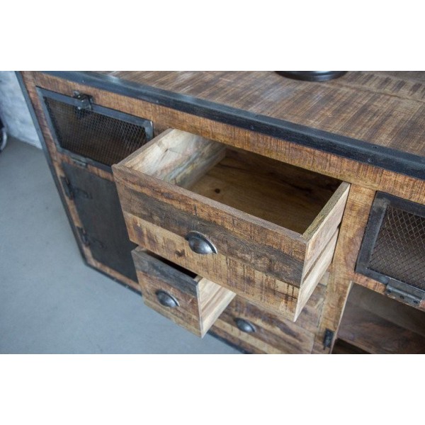 Buffet industriel à portes finition antique