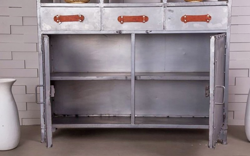 Vaisselier industriel finition naturelle