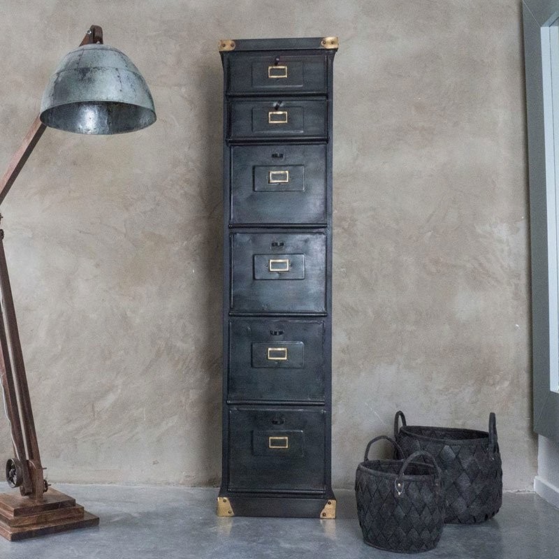 Meuble postier industriel finition carbone