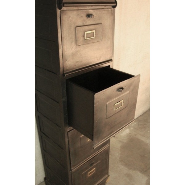Meuble postier industriel finition carbone