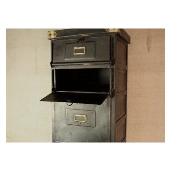 Meuble postier industriel finition carbone