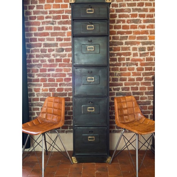 Meuble postier industriel finition carbone