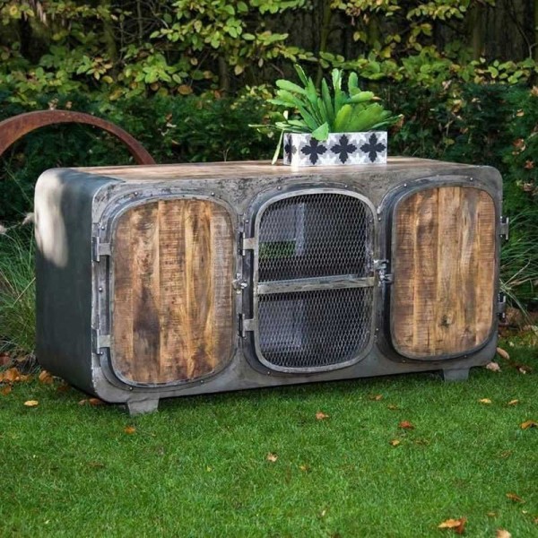 Meuble TV industriel bateau finition naturelle