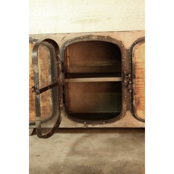 Meuble TV industriel bateau finition naturelle
