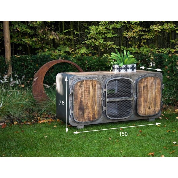 Meuble TV industriel bateau finition naturelle