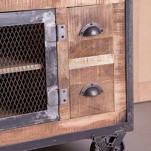 Meuble TV industriel 4 tiroirs finition antique