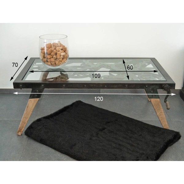 Table basse industrielle à engrenages