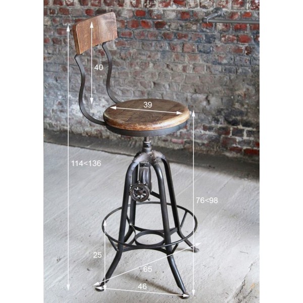 Tabouret de bar bois et métal
