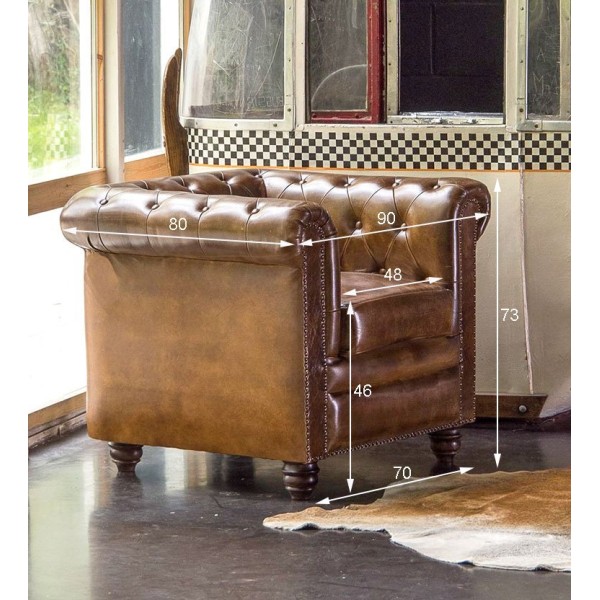 Fauteuil Chesterfield cuir 1 place
