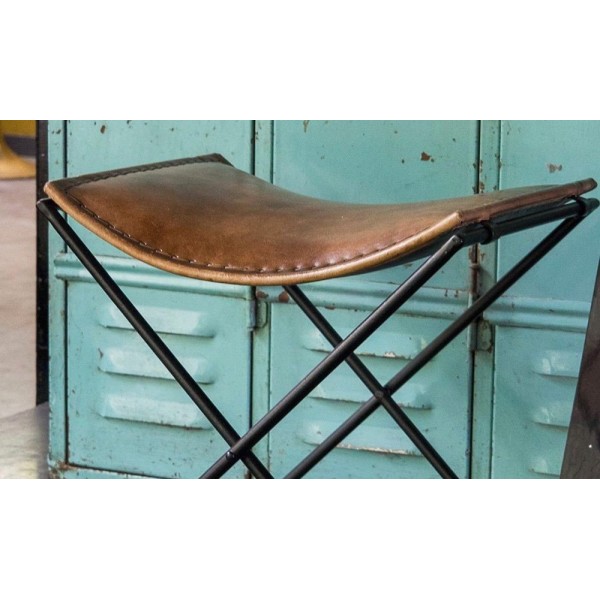 Tabouret d’appoint pliant en cuir vintage SMART