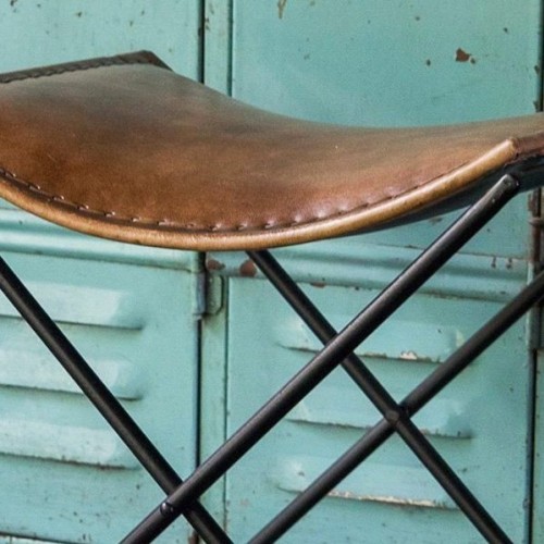 Tabouret d’appoint pliant en cuir vintage SMART