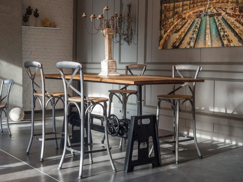 Chaise haute bistrot bois metal