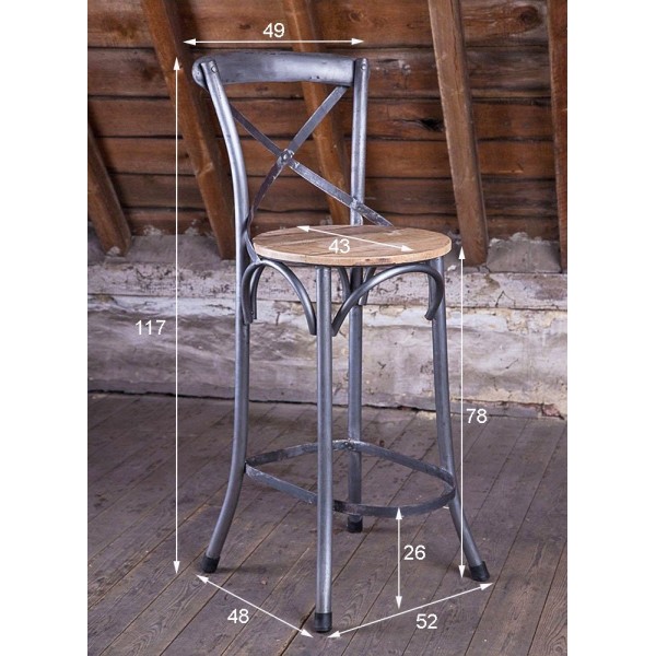 Chaise haute bistrot bois metal