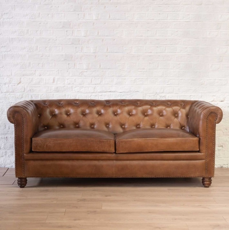 Canapé Chesterfield cuir 3 places